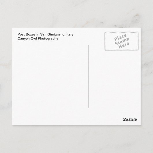 Postkarte für italienische Postboxen (Rückseite)