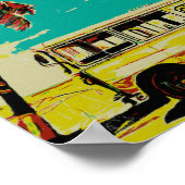 Postkarte für Jamaika, Bus und Palmen Poster (Ecke)