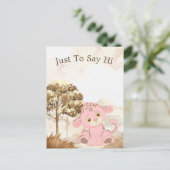 Postkarte für Kinder in rosa Leoparden (Stehend Vorderseite)