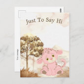 Postkarte für Kinder in rosa Leoparden (Vorne/Hinten)