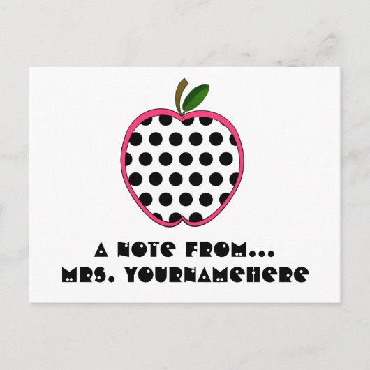 Postkarte für Lehrer - Polka Dot Apple (Vorderseite)