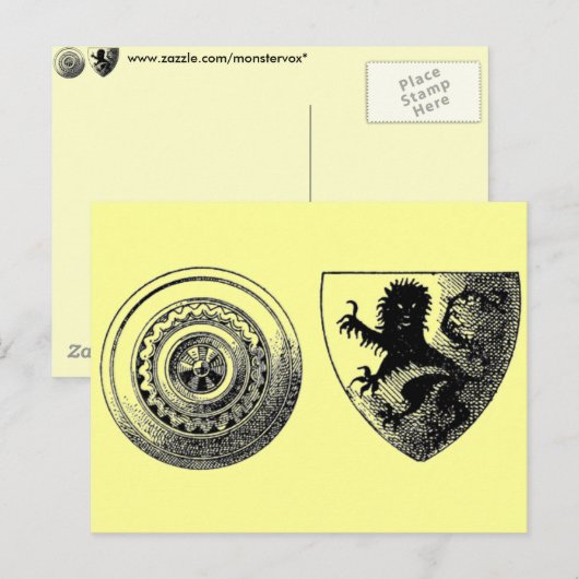 Postkarte für mittelalterliche Schilde (Vorne/Hinten)
