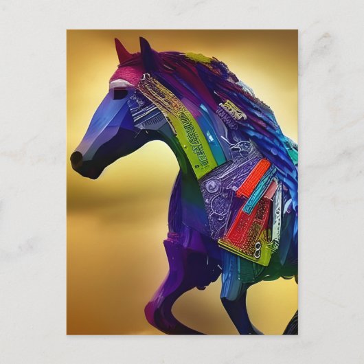 Postkarte für Mixed-Media-Pferde (Vorderseite)