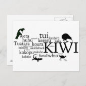 Postkarte für neuseeländische Tiere (Vorne/Hinten)