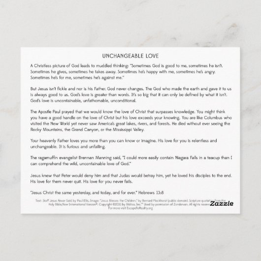 Postkarte für nicht austauschbare Liebe (SJNS) (Rückseite)