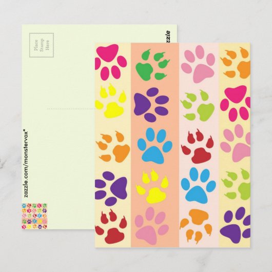 Postkarte für Paw Prints (Vorne/Hinten)