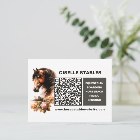 Postkarte für Pferde mit QR-Code (Stehend Vorderseite)