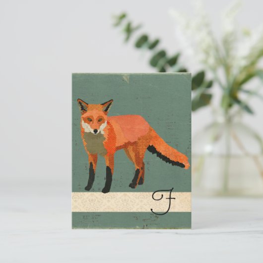 Postkarte für Retro Fox (Stehend Vorderseite)