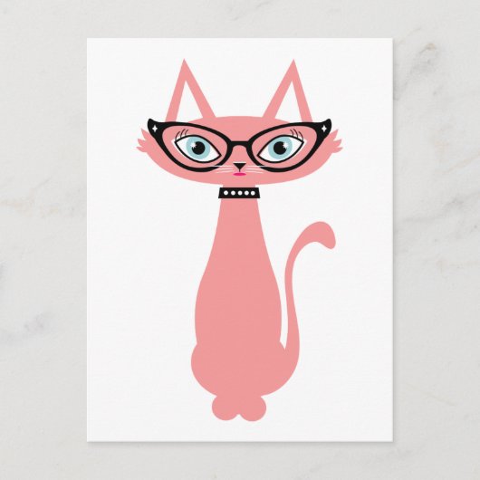 Postkarte für Retro-Katze - Cha Cha Katze (Vorderseite)