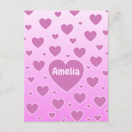 Postkarte für rosa Herzen