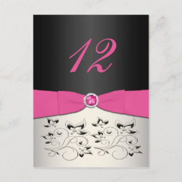 Postkarte für Rosa, Schwarz und Silberne Tischnumm