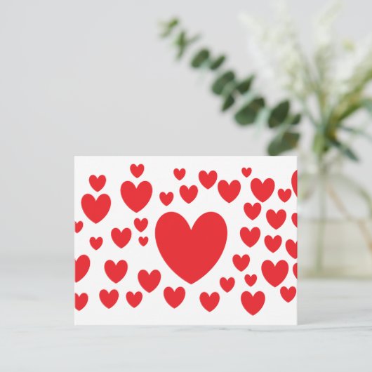 Postkarte für rote Herzen (Stehend Vorderseite)