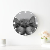 Postkarte für Schwarz/Weiß-Katze Große Wanduhr (Zuhause)