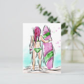 Postkarte für Surfer Girl (Stehend Vorderseite)