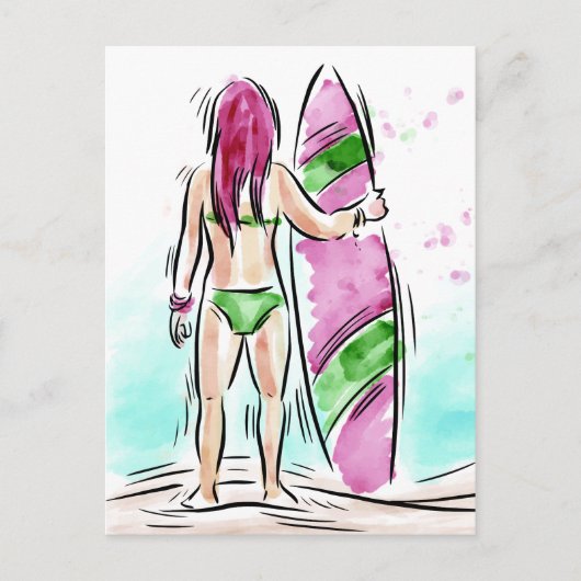 Postkarte für Surfer Girl (Vorderseite)