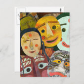 Postkarte für traditionelle koreanische Masken (Vorne/Hinten)