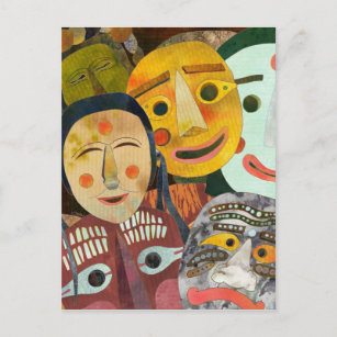 Postkarte für traditionelle koreanische Masken