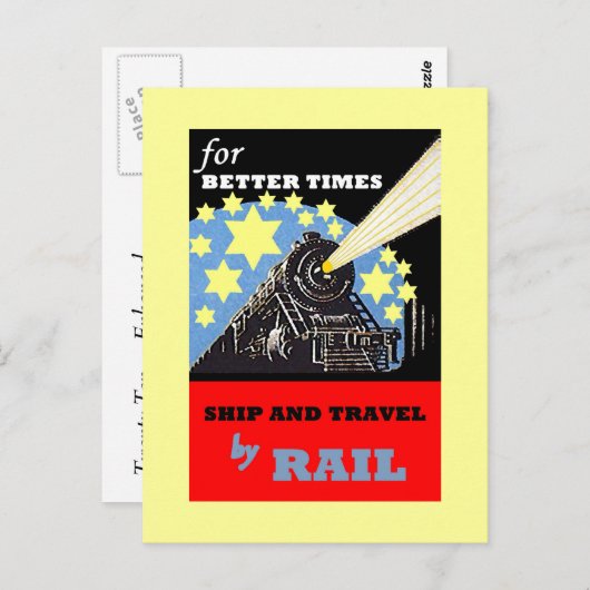 POSTKARTE FÜR Vintage EISENBAHNREISE (Vorne/Hinten)