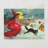 Postkarte für Vintage Hexe und Katze (Vorderseite)