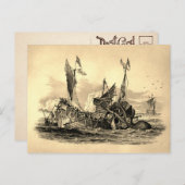 Postkarte für Vintage Kraken (Vorne/Hinten)