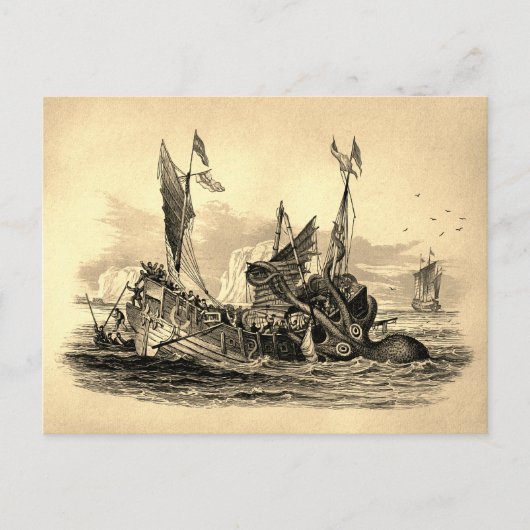 Postkarte für Vintage Kraken (Vorderseite)