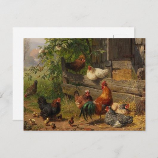 Postkarte für Vintage Landhühner (Vorne/Hinten)