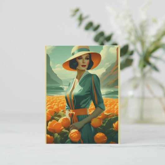 Postkarte für Vintage Mode (Stehend Vorderseite)