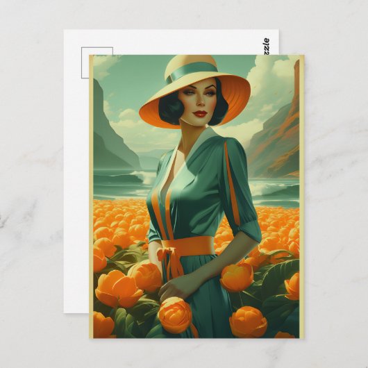 Postkarte für Vintage Mode (Vorne/Hinten)