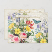 Postkarte für Vintagen, floralen benutzerdefiniert (Vorne/Hinten)