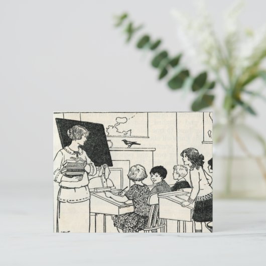 Postkarte für Vintagen Grundschullehrer (Stehend Vorderseite)