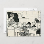 Postkarte für Vintagen Grundschullehrer (Vorne/Hinten)