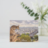 Postkarte | Gargoyle & Eiffel Tower View | Paris (Stehend Vorderseite)