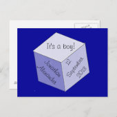 Postkarte - Geburtsankündigung für Baby Block (Vorne/Hinten)