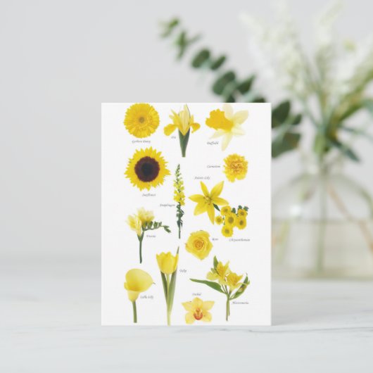 Postkarte Gelbe Blumen (Stehend Vorderseite)