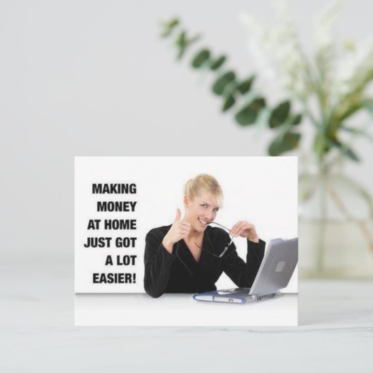 Postkarte "Geld machen bei Zuhause" (Stehend Vorderseite)
