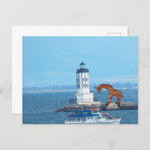 Postkarte - Giraffe bei LA Harbour Light