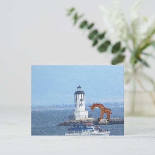 Postkarte - Giraffe bei LA Harbour Light (Stehend Vorderseite)