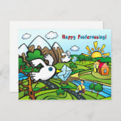 Postkarte "Glücklich Postüberqueren!" (Vorne/Hinten)