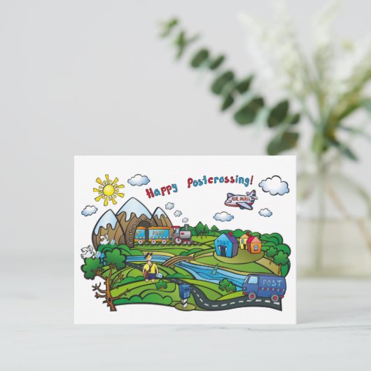 Postkarte "Glücklich Postüberqueren!" (Stehend Vorderseite)
