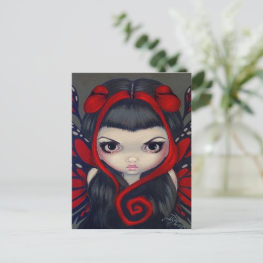 Postkarte "Grumpy Red Fairy" (Stehend Vorderseite)