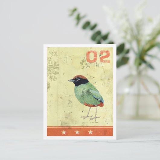Postkarte "Grüner Vogel" (Stehend Vorderseite)