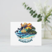 Postkarte Guadeloupe Insel & Segelboot | Postcard (Stehend Vorderseite)