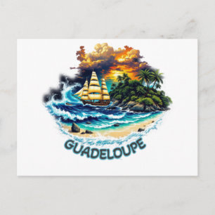 Postkarte Guadeloupe Insel & Segelboot Postcard