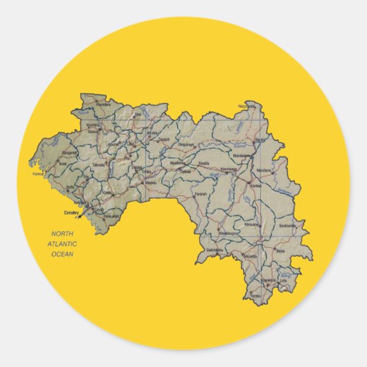 Postkarte Guinea-Conakry Runder Aufkleber (Vorderseite)