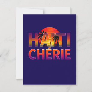 Postkarte Haiti Chérie – Tropischer Neon-Sonnenunt