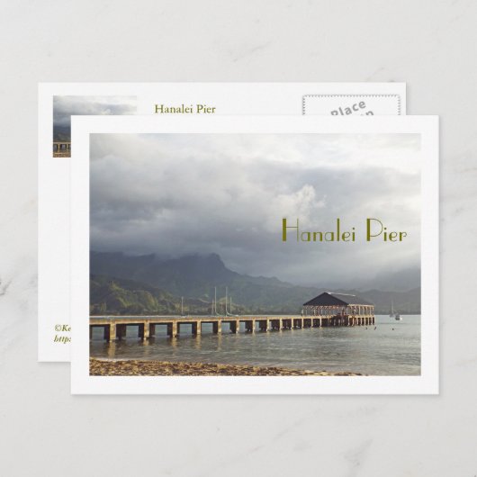 Postkarte, "HANALEI PIER MIT ÜBERSCHREITENDEN SCHL Postkarte (Vorne/Hinten)
