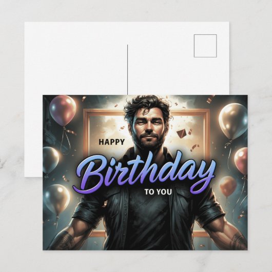 Postkarte Happy Birthday 2026 -6 (Vorne/Hinten)