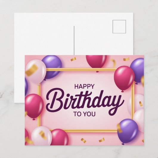 Postkarte Happy Birthday 2026 -7 (Vorne/Hinten)