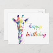Postkarte - Happy Birthday - Giraffe (Vorne/Hinten)
