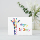 Postkarte - Happy Birthday - Giraffe (Stehend Vorderseite)